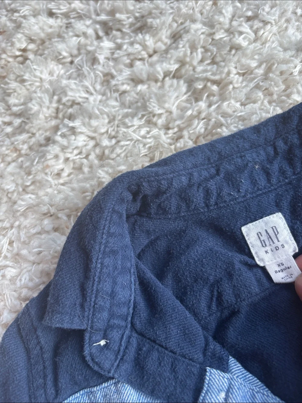 GAP Colorblock Long Sleeve Button-Up in Navy, Light Blue & White
